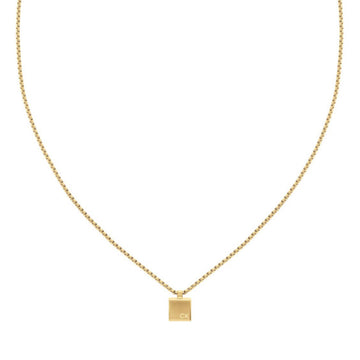 Ανδρικό κολιέ Calvin Klein 35000487 ατσάλινο σε χρυσό χρώμα με τετράγωνο κρεμαστό ασημένιο μοτίφ.